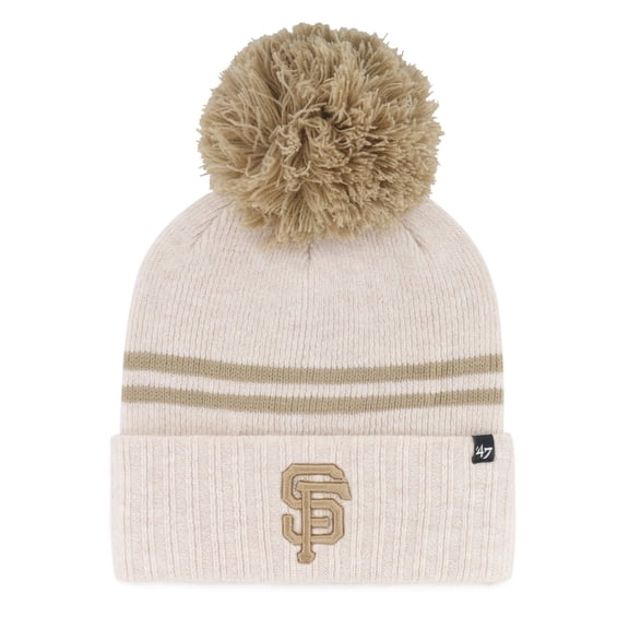 Women's '47  Natural San Francisco Giants Latte Cuffed Knit Hat with Pom