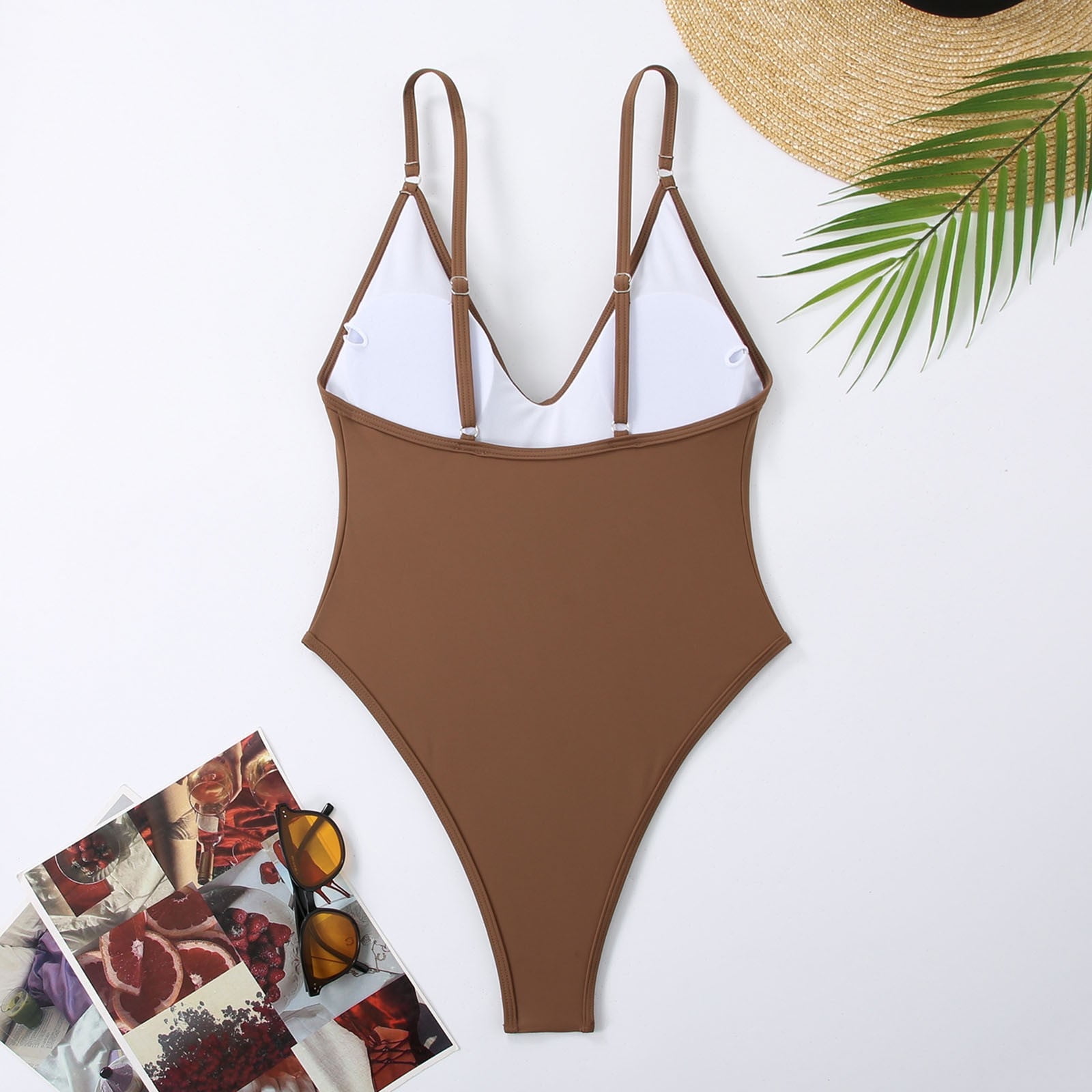 Kcodviy New Swimsuit Solid Color Tropical Two-Cute Swimsuit