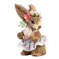 thumbnail image 5 of Artificial Easter Straw Rabbit Figure Collectible Bunny Handmade Woven Crafts Ornament for Home Farmer Children gift for garden Decor D, 5 of 8