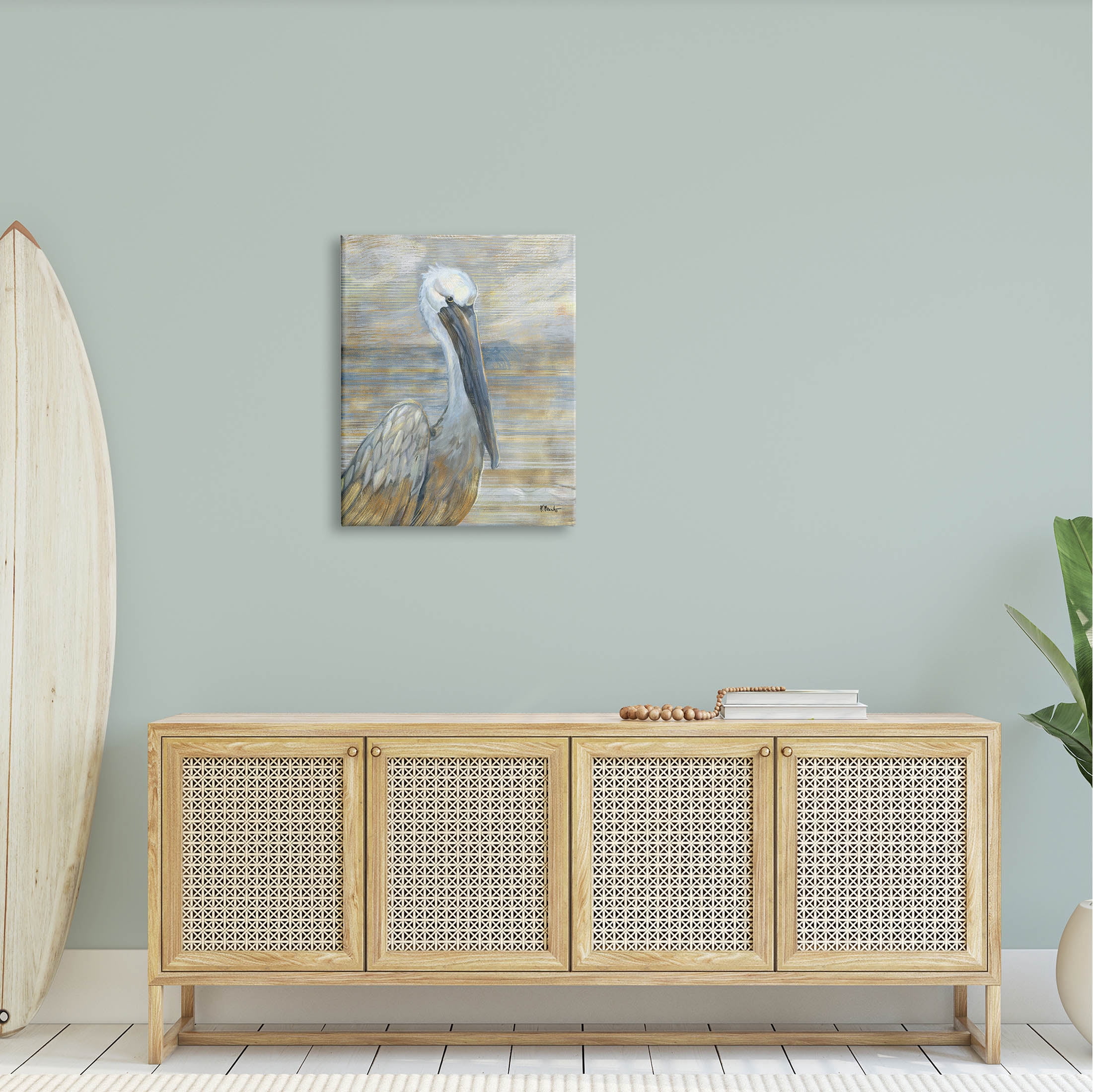 Stupell Industries Coastal Pelican Bird Abstract Portrait Painting Gallery Wrapped Canvas Print Wall Art, Design by Paul Brent