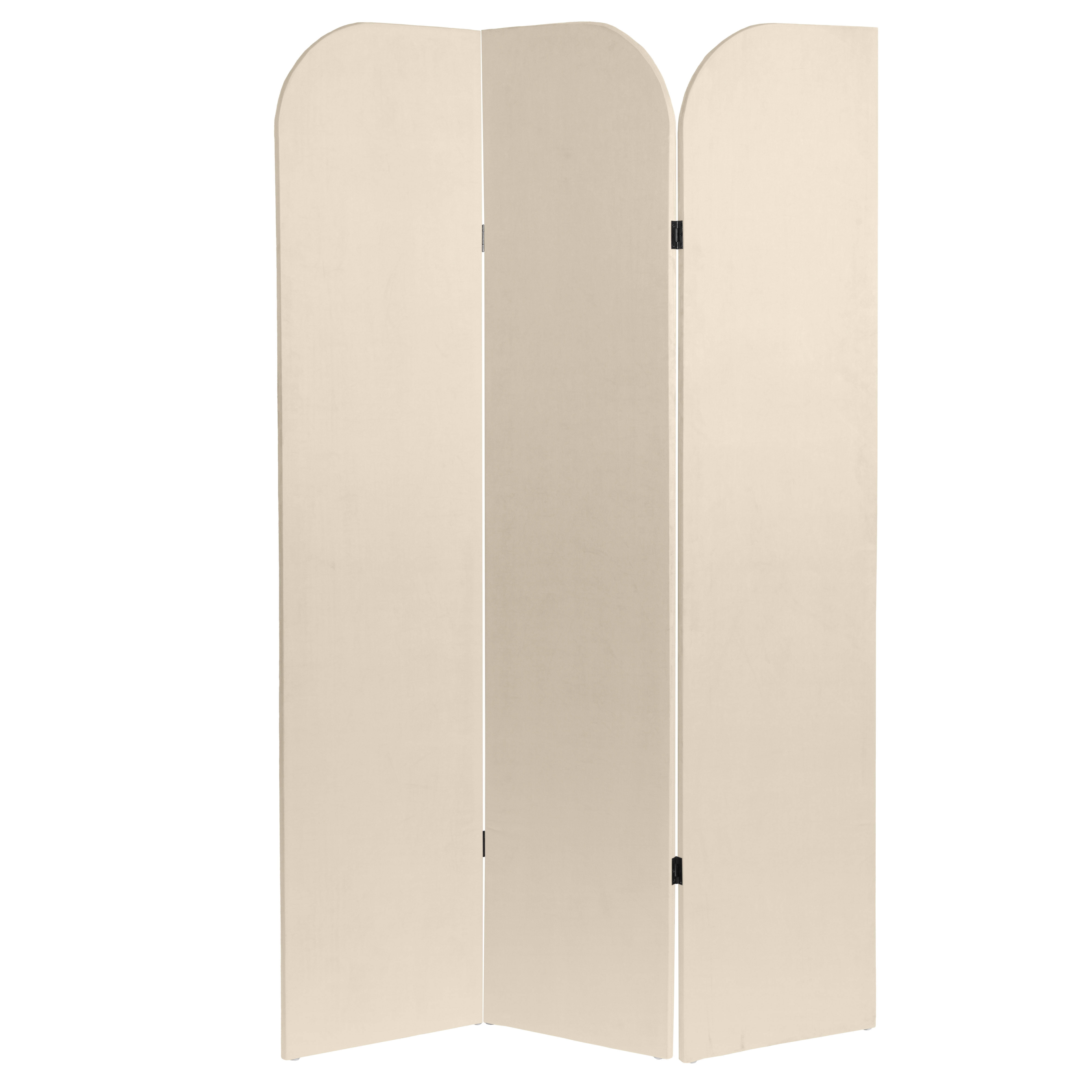 6 ft. Modern Arch Velvet Room Divider Cream 3 Panel