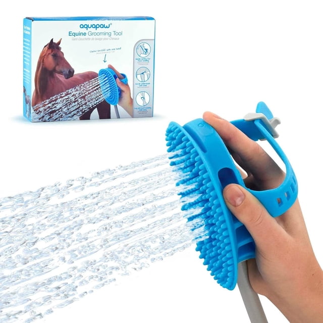 Herramienta de Baño y Peine de Curry Aquapaw Azul 5 en 1 para Caballos y Perros Grandes