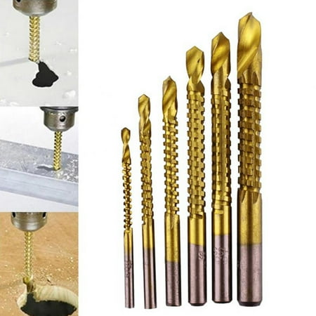 

Machinehome 6Pcs/set Titanium Plating High-Speed Steel Drill Bits Carpenter Woodworking Drilling Cut Grooving Saw Drill Bits