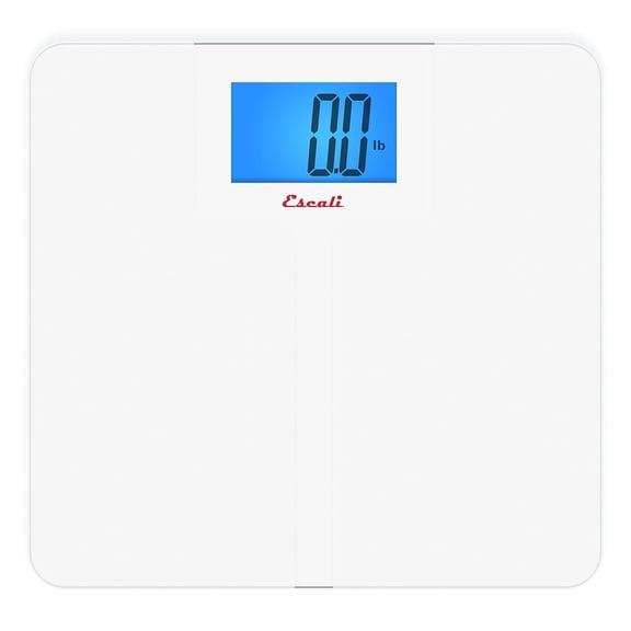 Báscula de baño digital antideslizante de alta capacidad Escali para peso corporal con capacidad extra alta de 250 kg (pilas incluidas).