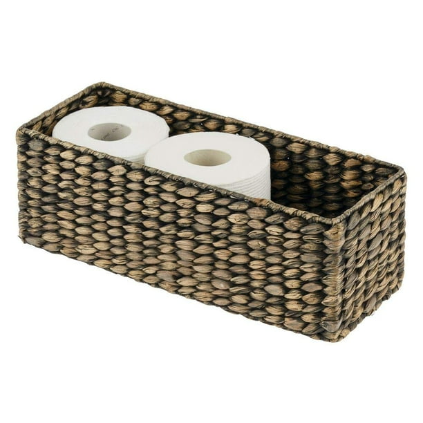 mDesign Natural Woven Water Hyacinth Bathroom Toliet Roll Holder
