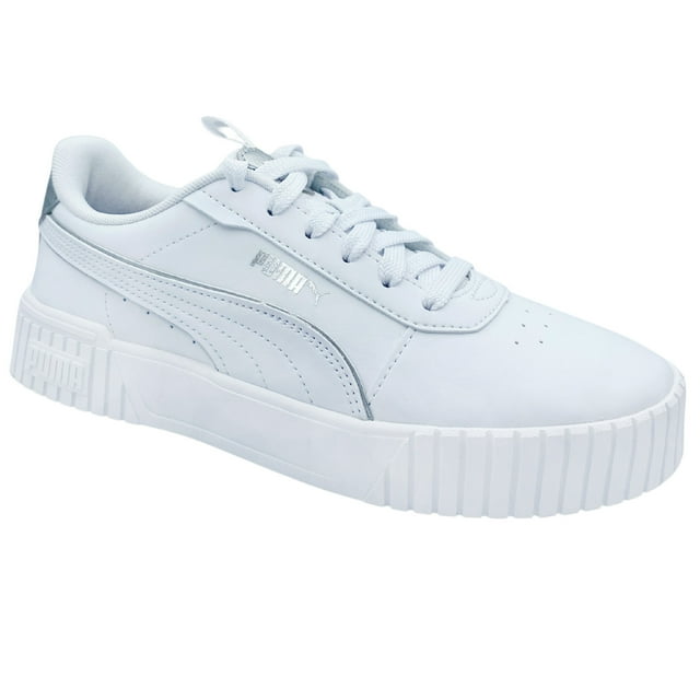 Tenis Puma Carina 2.0 Jr Modelo 394423 Retro Juvenil Blanco Silver