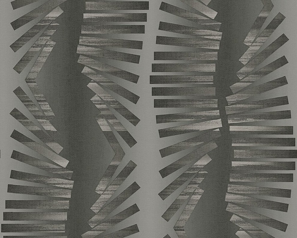 Hollywood - Graphical Retro Floral Trails Vintage Grey Wallpaper Roll