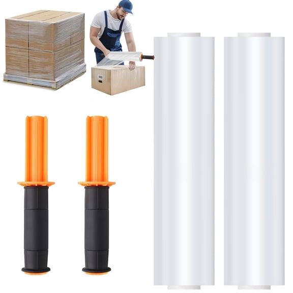 Stretch Film，Stretch Wrap Stretch Film Roll, 1000ft Industrial Strength 15 inch Wide Clear Plastic Wrap with Handles for Pallet Wrapping Shipping Moving