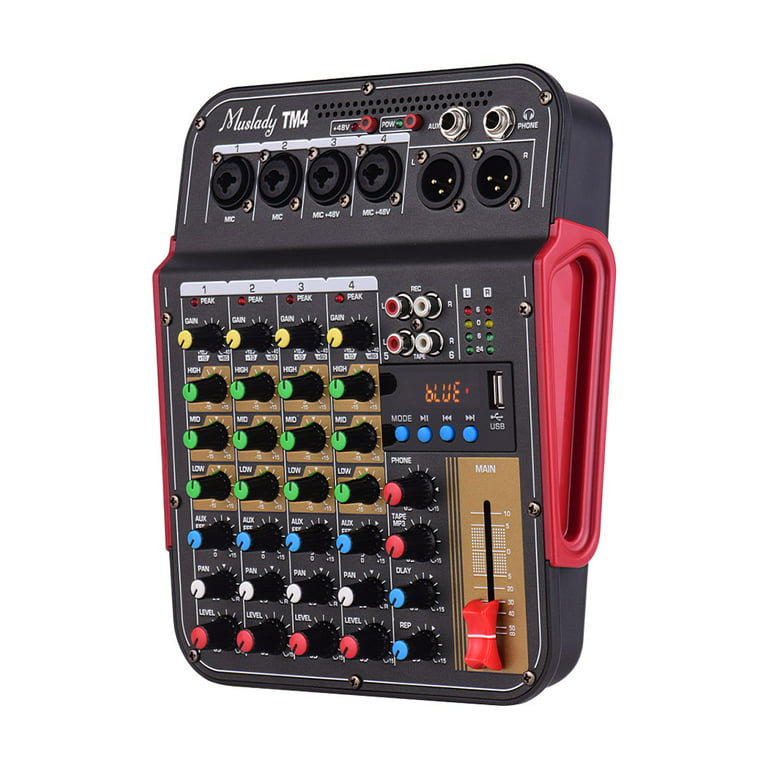 Muslady TM4 Digital 4-Channel Audio Mixer Mixing Console Built-in 48V Phantom Power with Bluetooth Function Professional Audio System for Studio Recording Broadcasting DJ Live - Walmart.com