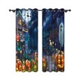 thumbnail image 4 of Aofoto Halloween Curtains,Pumpkins Ghost Bats Witch Window Treatments for Bedroom Living Room , 2 Panel , 52" x 63", 4 of 5
