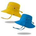 thumbnail image 1 of Sombrero de sol para niños de 2 piezas, gorra plegable de ala ancha, sombrero con protección UV con cuerda para pesca en la playa, 1 of 6