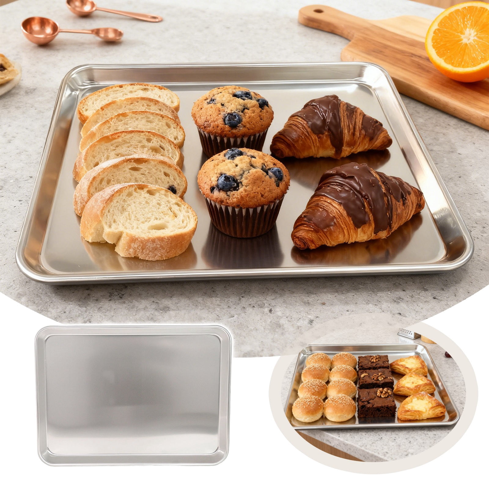 Plateau de Cuisson Antiadhésif en Aluminium Robuste Grande Plaque de Four pour Rôtir, Cuire et Usage en Cuisine