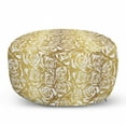 thumbnail image 1 of Floral Pouf Cover with Zipper, Dreamy Roses Pattern in Yellow Golden Tones Modern Art, Soft Decorative Fabric Unstuffed Case, 30" W X 17.3" L, Earth Yellow Coffee, by Ambesonne, 1 of 5