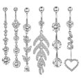 thumbnail image 1 of Bijoux de Perçage de Corps Strass 6 Pcs Bague Nombril en Acier Inoxydable, 1 of 10