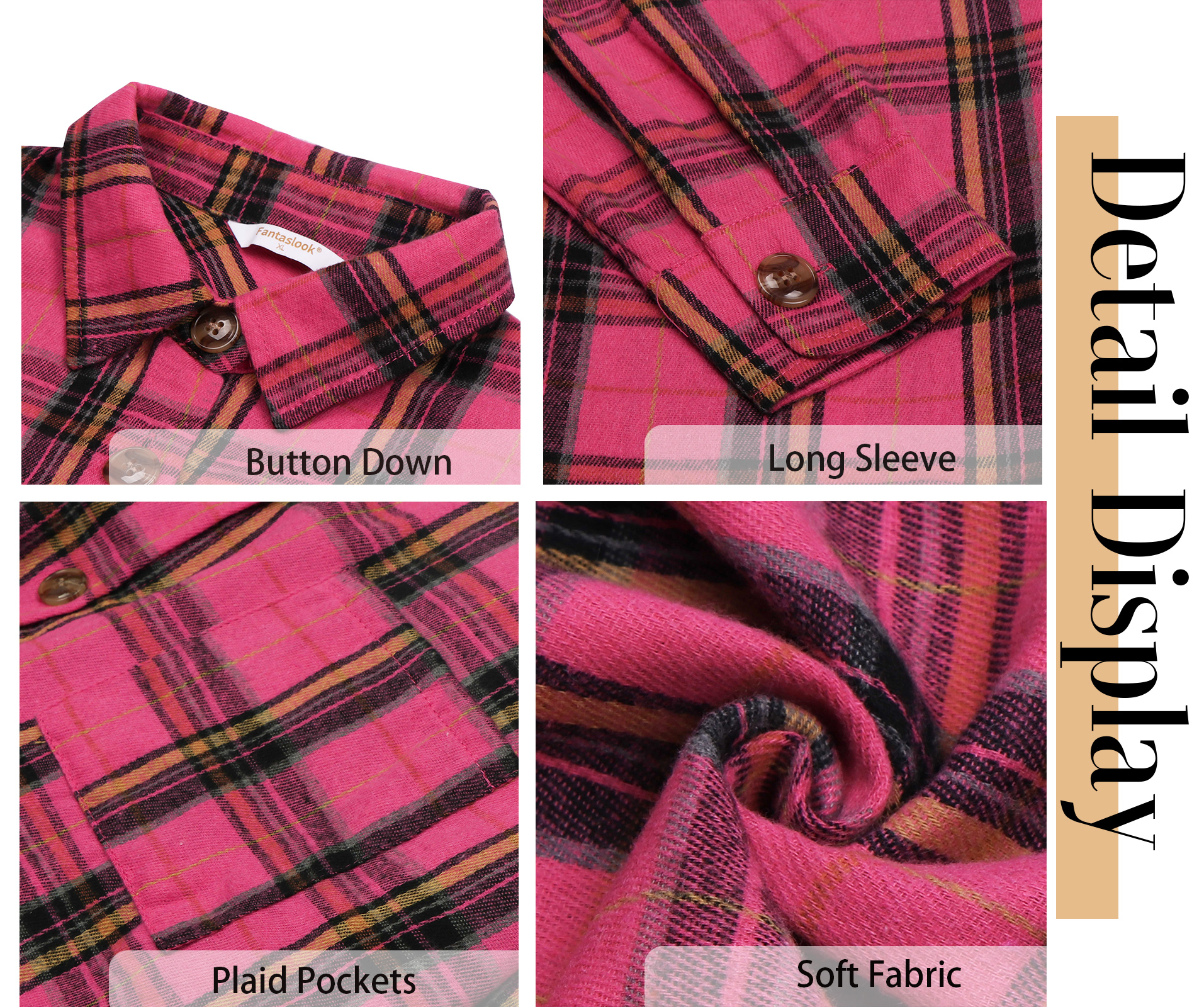 Fantaslook Plus Size Flannel Plaid Button-Down Shirt photo 6