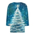thumbnail image 4 of Mifsaly Merry Christmas Shirts Women V-Neck 3/4 Sleeve Pullover Tops 3 Buttons Xmas Tree Funny Print T-Shirts Casual Loose Festival Party Blouse 2025 Holiday Outfits, 4 of 5