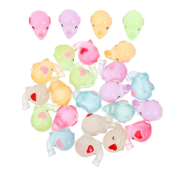24pcs Mini Elephant Figurines Micro Landscape Cute Elephant Resin Ornaments Glow In The Dark Small Elephant Figurines Mini Ornaments