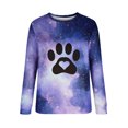 thumbnail image 4 of Qiopertar Mode Femmes T-Shirt à Manches Longues Col Rond Imprimé Chandail en Molleton Blouse Hauts Offres de la Semaine Liquidation à Moins de 5$ jusqu'à 90 % de Réduction, 4 of 5