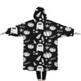 thumbnail image 2 of Oversized Wearable Blanket Hoodie,Halloween Ghost Pumpkin Pattern Sherpa Blanket Hoodie with Super Pockets,Super Warm Fuzzy Pullover for Women & Men, 2 of 6
