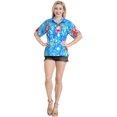 thumbnail image 5 of HAPPY BAY Women's Floral Beach Blouses Shirt TShirts Short Sleeve Button Up Dress Tops Tee Shirts Hawaiian Blouses for Women M Flower Aloha, Blue, 5 of 5