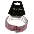 thumbnail image 2 of Five strand silver-tone coil bracelet with pink rhinestone accents 60B5149C-PINK, 2 of 2