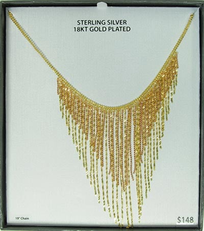 18kt Yellow Gold over Sterling Silver Bead Fringe Necklace, 19"