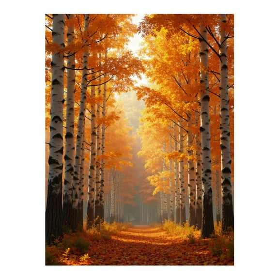 Diamond Art Kit for Adults, Autumn Birch Forest Pathway Diamond Painting for Adults Beginners, 5D DIY Diamond Art Painting Kits, Colorful Diamond Painting Craft for Home Decor 12x16
