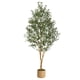 thumbnail image 1 of Yeshouse Olivo artificial de interior, planta artificial realista con maceta de paja y tronco de madera. Árbol artificial realista para decoración del hogar, la oficina y el salón, 1 of 6