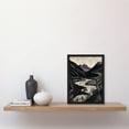 thumbnail image 2 of Mountain River Landscape Purple and Black Linocut Artwork Framed Wall Art Print A4, 2 of 4