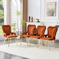 thumbnail image 4 of NEW Set of 2 Brown Puffy Bubble Chair Ball Chain Chair Velvet Dining Chairs with Gold Legs, Upholstered Accent Chairs with Armrests for Dining Room, Kitchen, 4 of 10