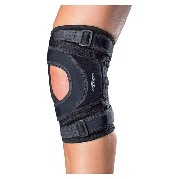 DonJoy Tru-Pull Lite Large Right Leg Knee Brace with Breath-O-Prene and Pull Straps for Mild to Moderate Patellar Dislocations (Black)