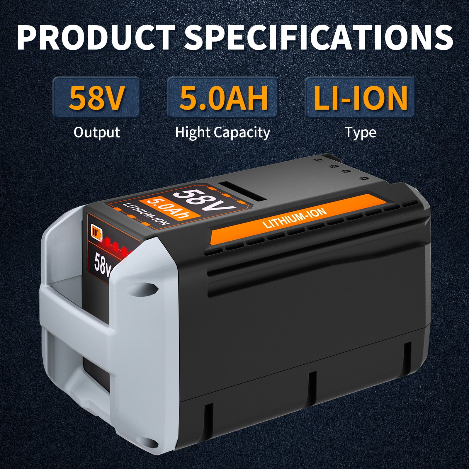 TenHutt 5.0Ah Replacement for Echo 58V Battery CBP-58V20, CBP-58V40 Lithium Ion Battery Compatible with Echo 58V Cordless Tools