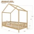 thumbnail image 5 of Cama de piso Montessori con toldo, Marco completo de cama para niños, Casa forma niños cama marco con barandillas altas, Cama de niños de madera con techo, 5 of 5