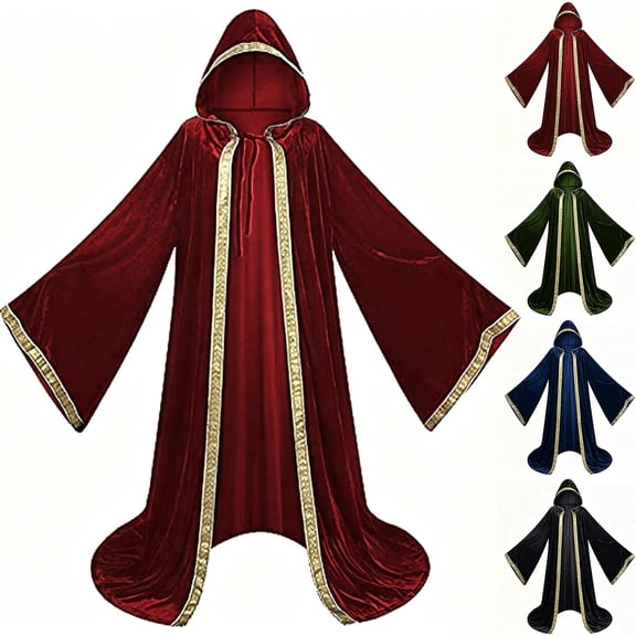 Hvyesh Wizard Robe with Hooded Halloween Vampire Witch Cloak Trendy Cosplay Costume