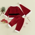thumbnail image 4 of Toddler Girl Boy Christmas Outfits Santa Claus Reindeer Embroidery Long Sleeve Lapel Button Down Jacket Tops With Elastic Waist Pants Xmas Clothes Set, 4 of 9