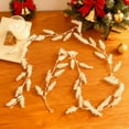 thumbnail image 4 of Cinvoph 6ft White Christmas Artificial Vines Leaves Garland Flexible Glitter Rattan Garland for Fireplace, Mantle, Wall, Indoor, Outdoor Christmas Decorations, 4 of 6