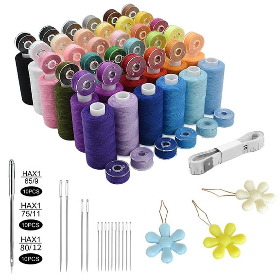MRSXXNTY 72Pcs 36 Colors Prewound Bobbins and Thread Spools for Hand & Machine Sewing, Emergency and Travel, DIY and Home, 36 Colors 400 Yards per Polyester Thread Spools