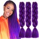 thumbnail image 1 of TENGSHUO FLY Cabello trenzado de color morado oscuro, 3 paquetes de extensiones de cabello trenzado sintético, pelo trenzado Jumbo Ombre de 24.0 in o trenzas de caja, trenzas de ganchillo (24.0 in, 3, 1 of 5