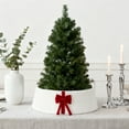 thumbnail image 6 of Lajdalh Quilted Christmas Tree Stand Band  with Bow 22", Christmas Tree Collar, Large Woven Ring Base Cover, Natural Holiday Tree Skirt, Rustic Farmhouse Decoration, Christmas decorations,Red, 6 of 7