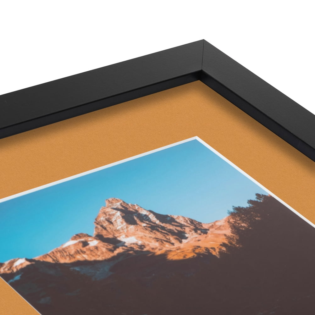 ArtToFrames 22x28 Matted Picture Frame with 18x24 Single Mat Photo Opening Framed in 1.25 Satin Black and 2 Amber Mat (FWM-3926-22x28)