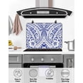 thumbnail image 4 of Large Induction Cooktop Protector Mat Polynesia Texture Stove Top Covers for Electric Stove, Retro Traditional Tribe Floral Abstract Blue Decorative Stove Burner Cover Mats, Glass Top Stove Cover, 4 of 7