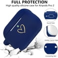 thumbnail image 2 of wqlpp-Compatible with AirPods Pro 2 Case Cover 2022, Soft Silicone Case with Gold Heart Pattern for AirPods Pro 2nd Generation Case with Cute Butterfly Keychain for Girls Women (Midnight Blue), 2 of 4