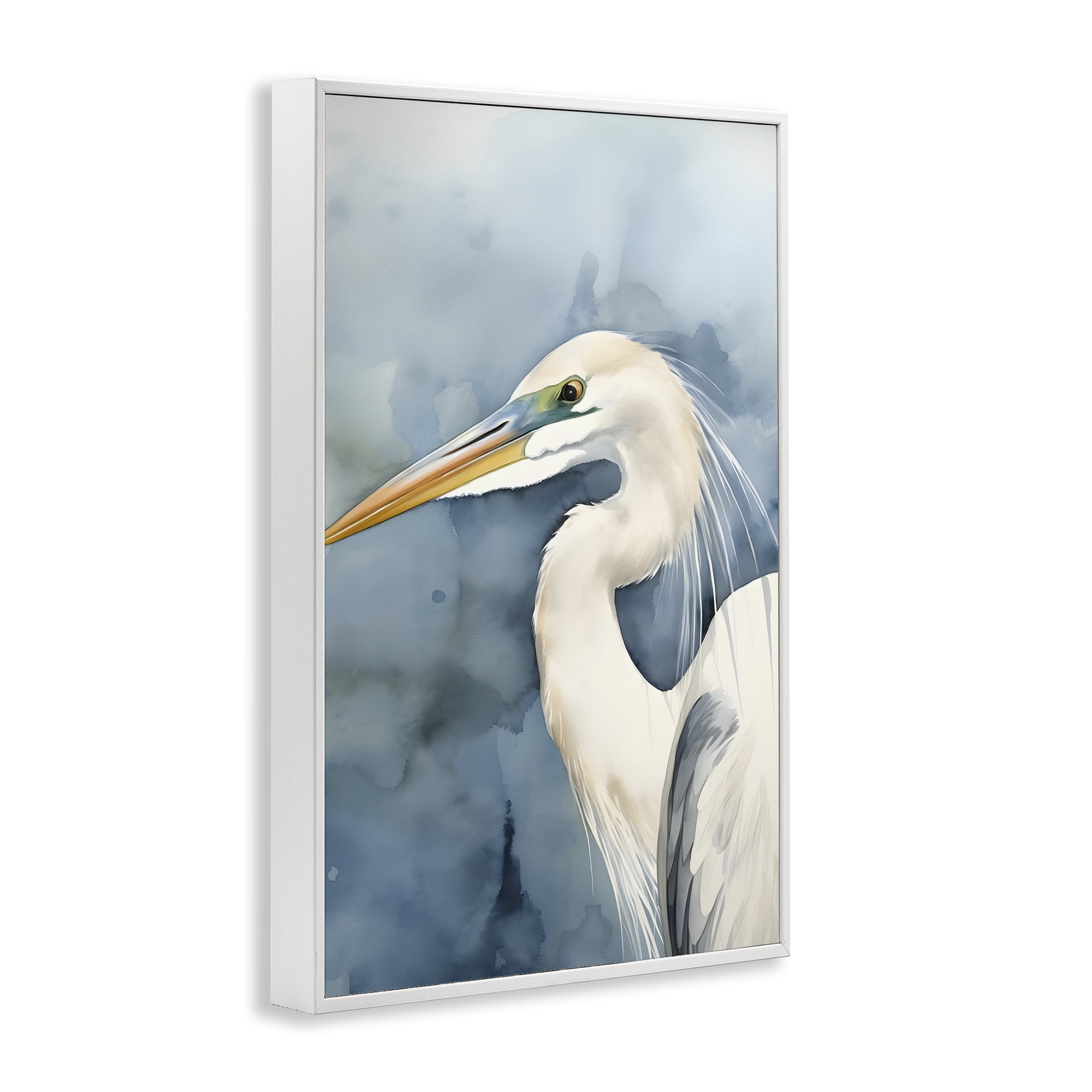 Stupell Industries Beach Bird on Blue Animals & Insects Painting White Framed Art Print Wall Art, 16 x 24