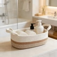 thumbnail image 1 of RRJ Elliptical Bathroom Storage Basket, Cotton Rope Weaving Toilet Tank Top Organizer, Decorative Polyester Storage Bin for Bathroom Counter Table Home Decor, 1 of 6