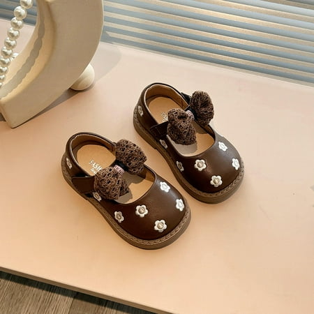 

spring new girls‘ retro embroidered leather shoes shallow mouth peas shoes little girl princess shoes baby shoes