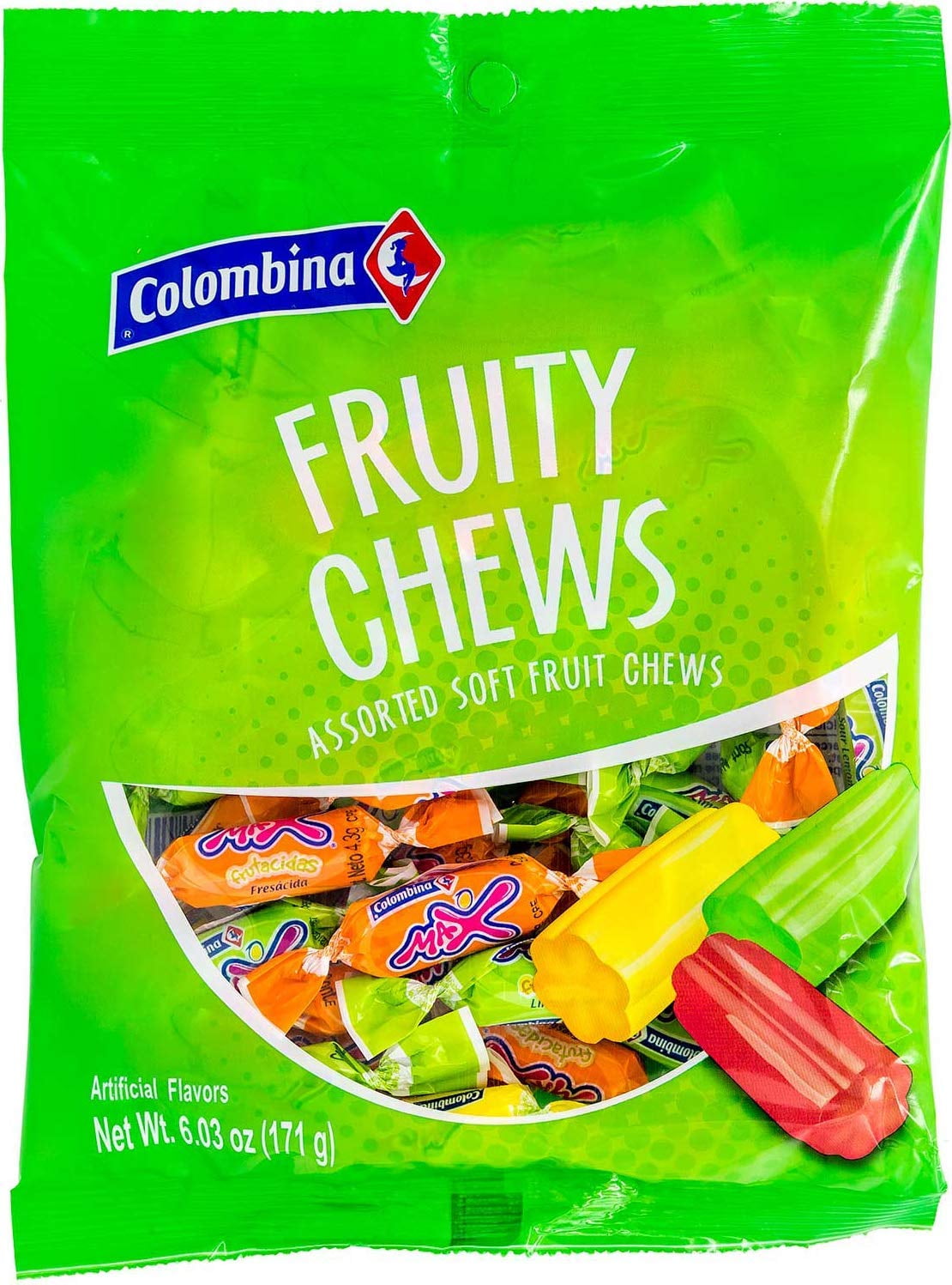 Colombina Fruity Chews Assorted Soft Fruit Chews Candy, 6.03 Ounce Bag