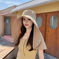 thumbnail image 3 of Yesbay Women Sun Hat Shawl Design Neck Cover Sun Anti UV Extra Large Brim Button Foldable Travel Gardening Hiking Outdoor Cap, 3 of 7