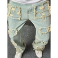 thumbnail image 3 of LMLYSoH Men Jeans, Vintage Frayed Patchwork Loose Casual Jeans Trousers Streetwear for Daily, 3 of 9