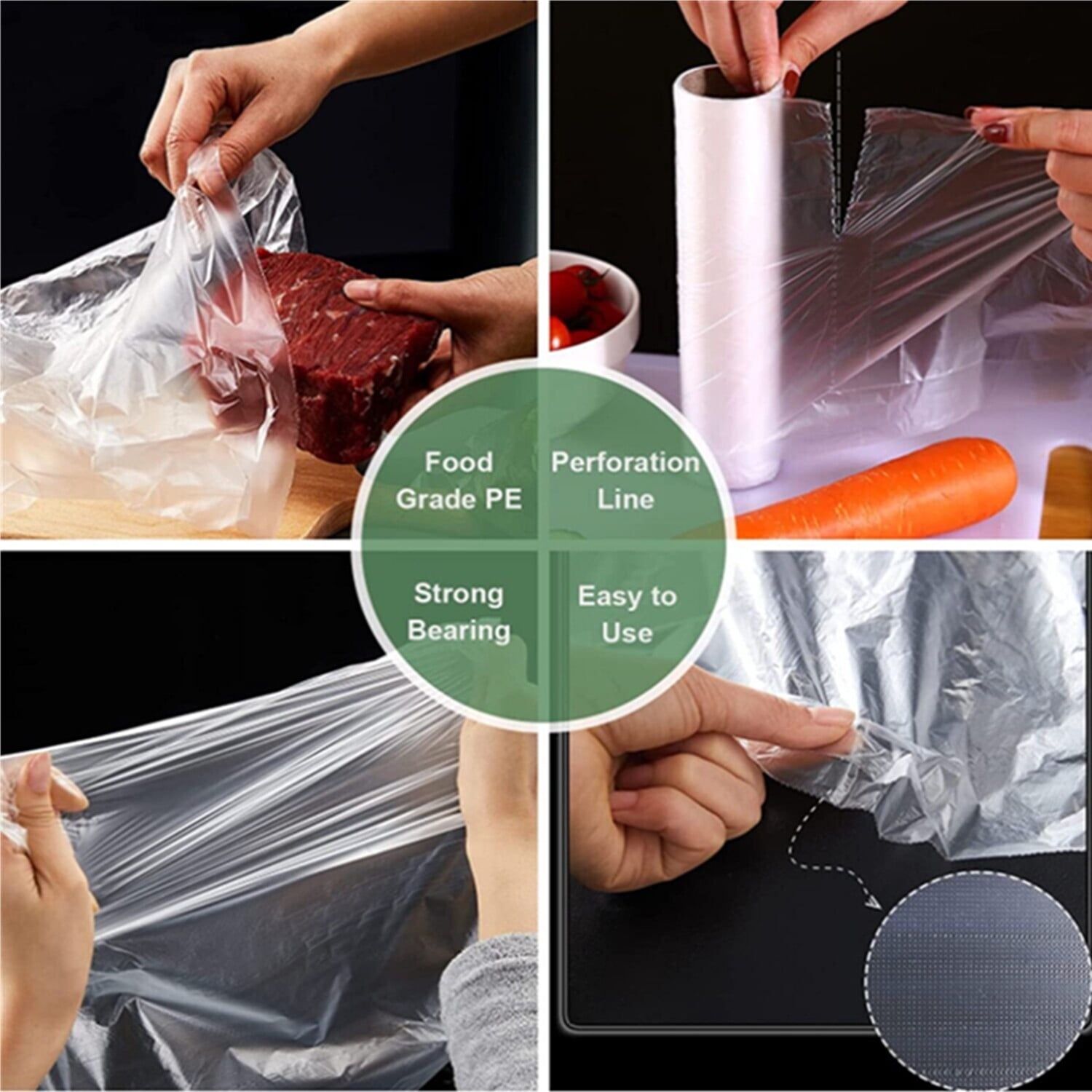 10 Rolls of 12" x 20" Plastic Produce On Roll Clear Bag for Grocery, Kitchen, Food, Fruit, Vegetable Storage (250 Bags per Roll)
