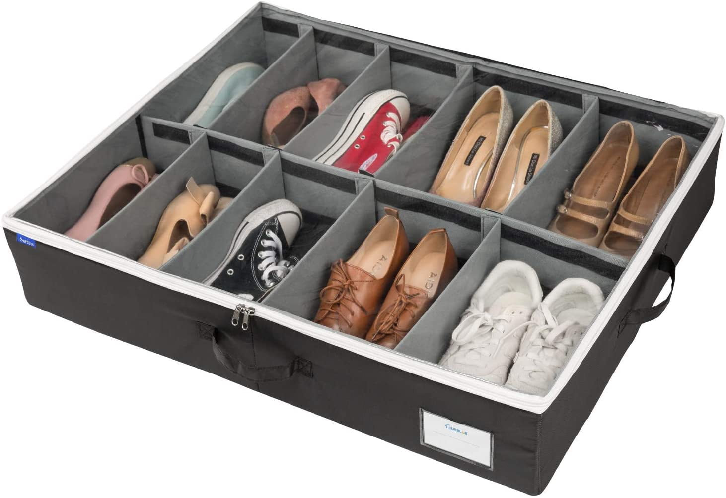 KSCD Under Bed Shoe Organizer Storage Bag with Transparent Skylight and